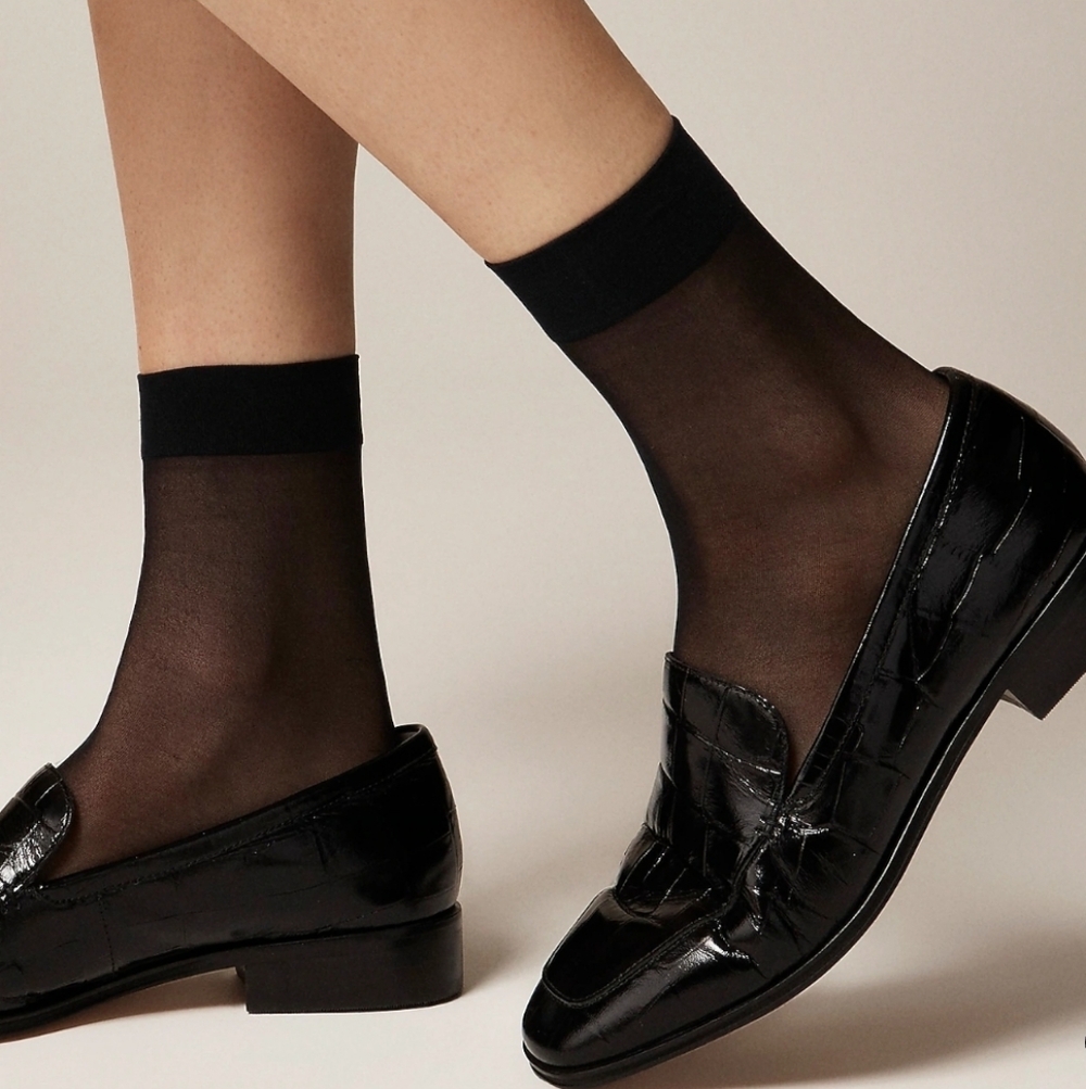 J. Crew Novelty Sheer Bootie Socks - 3 pack - black, navy, white